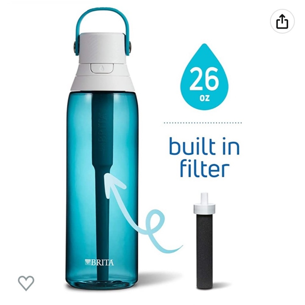 BRITA Premium Filtering Water Bottle with Filter, BPA-Free, Sea Glass, 768 mL
